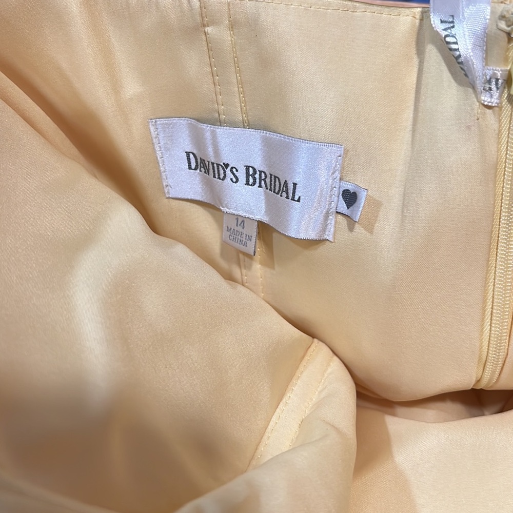 Davids Bridal Golden Yellow Gown Prom Homecoming Dress - Picture 12 of 13